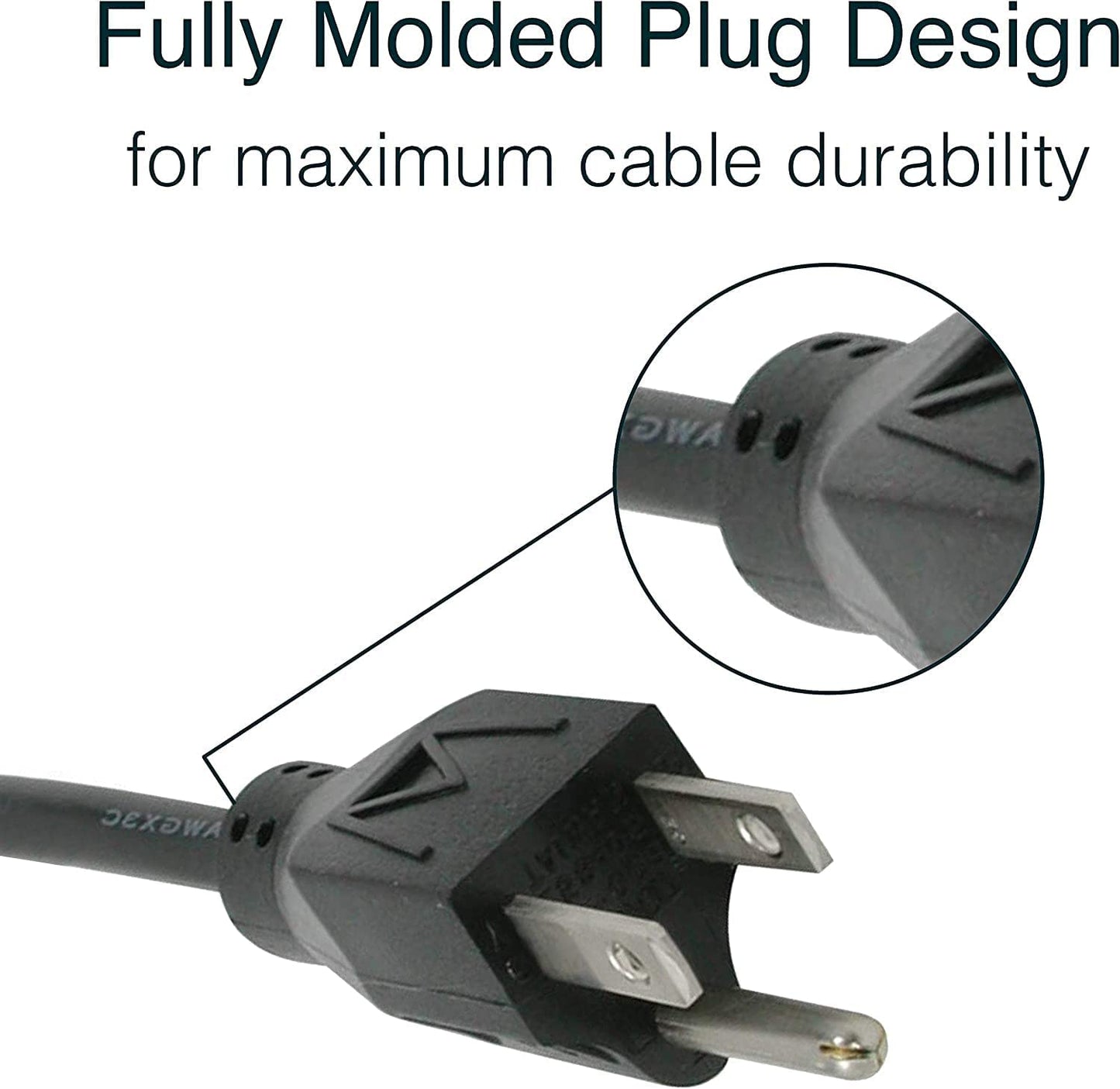 3FT Replacement AC Power Cord - Power Cable for Electronics, TV, Computer, Printer, Radio, Monitor, Samsung, Dell, Vizio, LG, Asus, Laptop and More (03129)